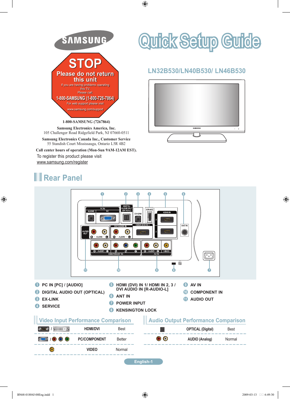 Samsung LN40B530P7NXZA User Manual | 14 pages