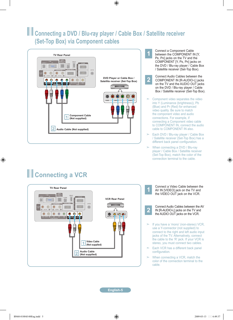 Connecting a vcr | Samsung LN40B530P7NXZA User Manual | Page 5 / 14