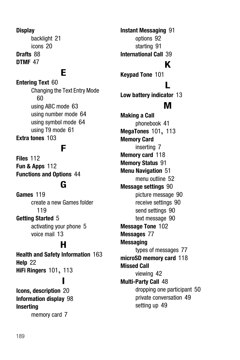 Samsung SGH-T739TSATMB User Manual | Page 192 / 195