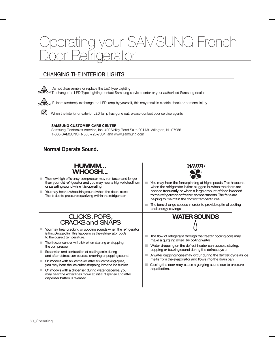 Operating your samsung french door refrigerator | Samsung RF263AERS-XAA User Manual | Page 30 / 80