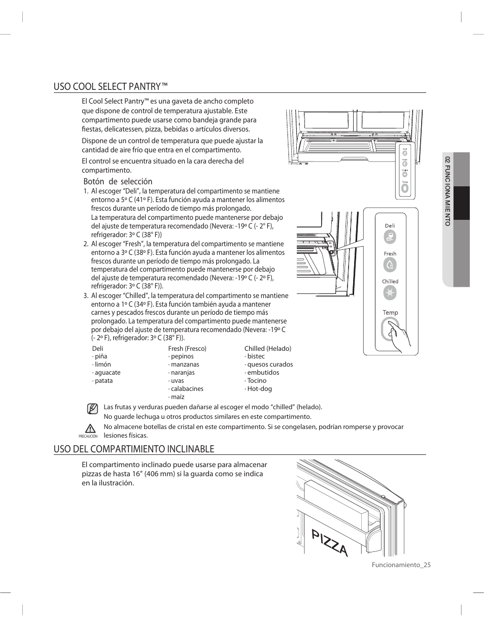 Botón de selección | Samsung RF263AERS-XAA User Manual | Page 65 / 80