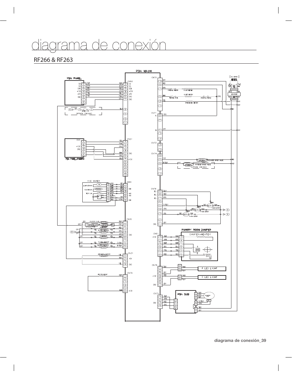 Diagrama de conexión | Samsung RF263AERS-XAA User Manual | Page 79 / 80