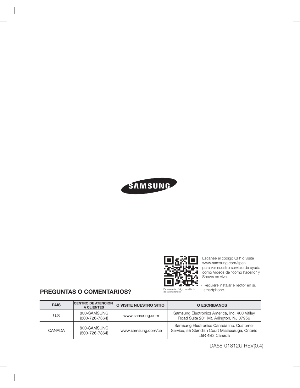 Preguntas o comentarios | Samsung RF263AERS-XAA User Manual | Page 80 / 80