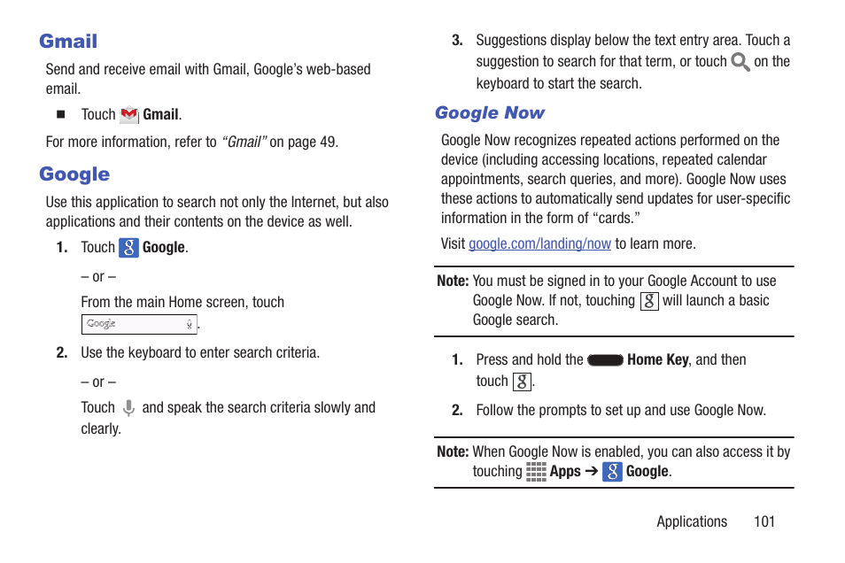 Gmail, Google, Gmail google | Samsung SM-T217AZKAATT User Manual | Page 107 / 158