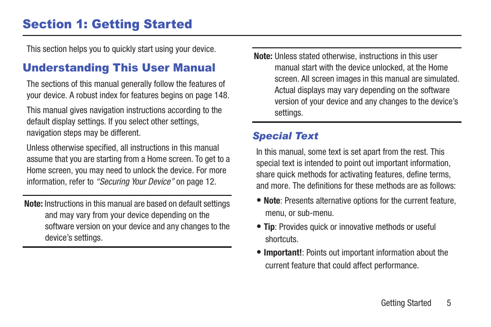 Section 1: getting started, Understanding this user manual | Samsung SM-T217AZKAATT User Manual | Page 11 / 158