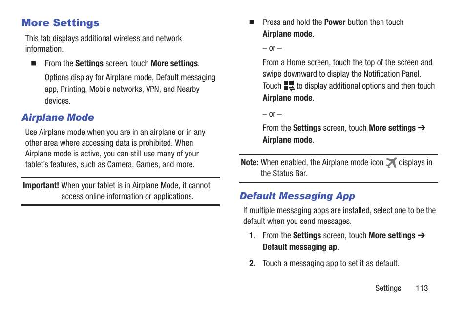 More settings | Samsung SM-T217AZKAATT User Manual | Page 119 / 158