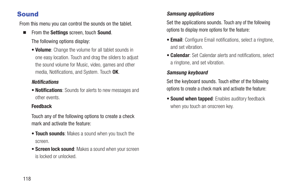Sound | Samsung SM-T217AZKAATT User Manual | Page 124 / 158