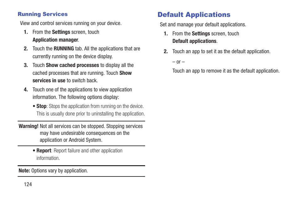 Default applications | Samsung SM-T217AZKAATT User Manual | Page 130 / 158