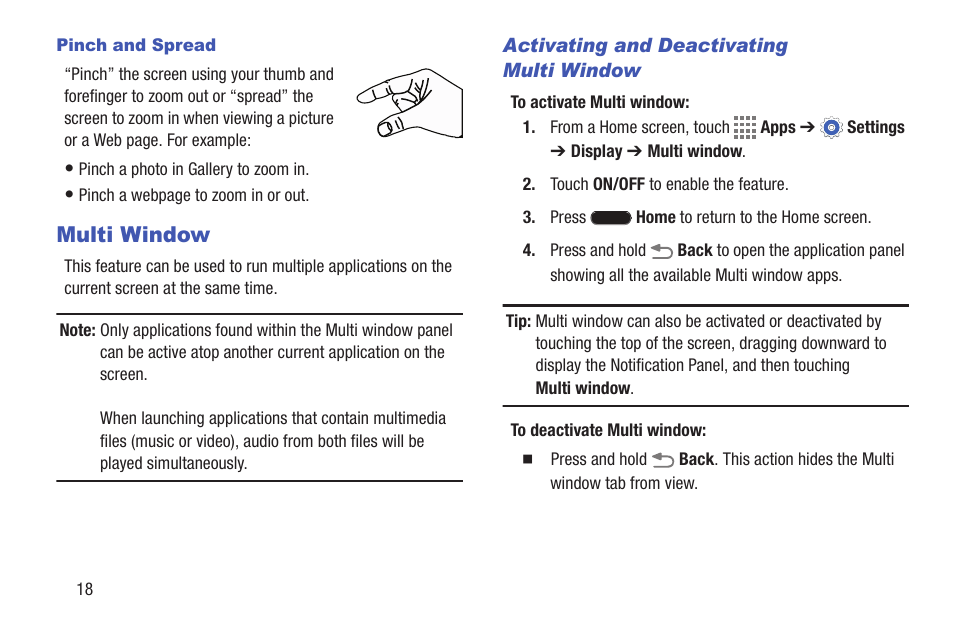 Multi window | Samsung SM-T217AZKAATT User Manual | Page 24 / 158