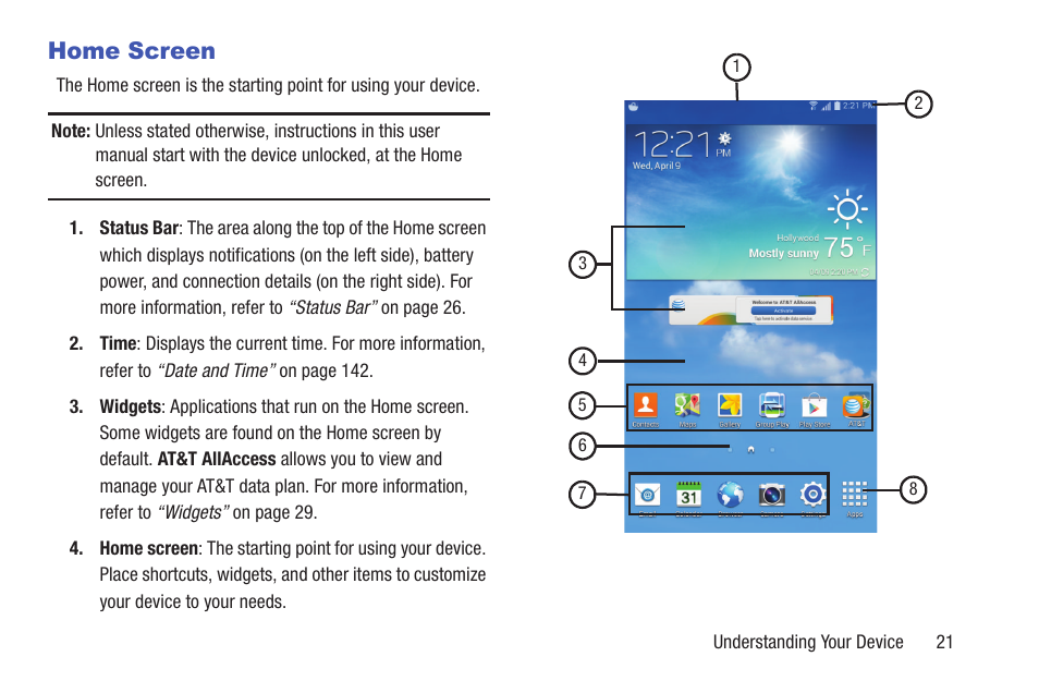 Home screen | Samsung SM-T217AZKAATT User Manual | Page 27 / 158