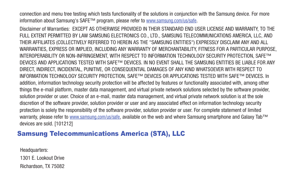 Samsung telecommunications america (sta), llc | Samsung SM-T217AZKAATT User Manual | Page 4 / 158