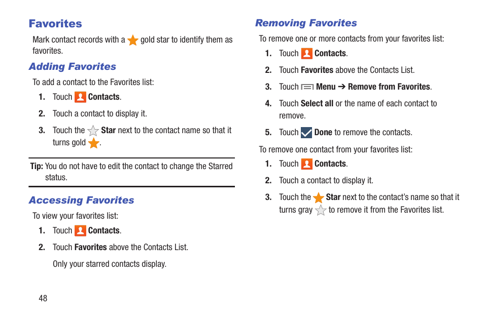 Favorites | Samsung SM-T217AZKAATT User Manual | Page 54 / 158