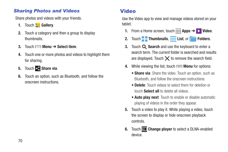 Video | Samsung SM-T217AZKAATT User Manual | Page 76 / 158