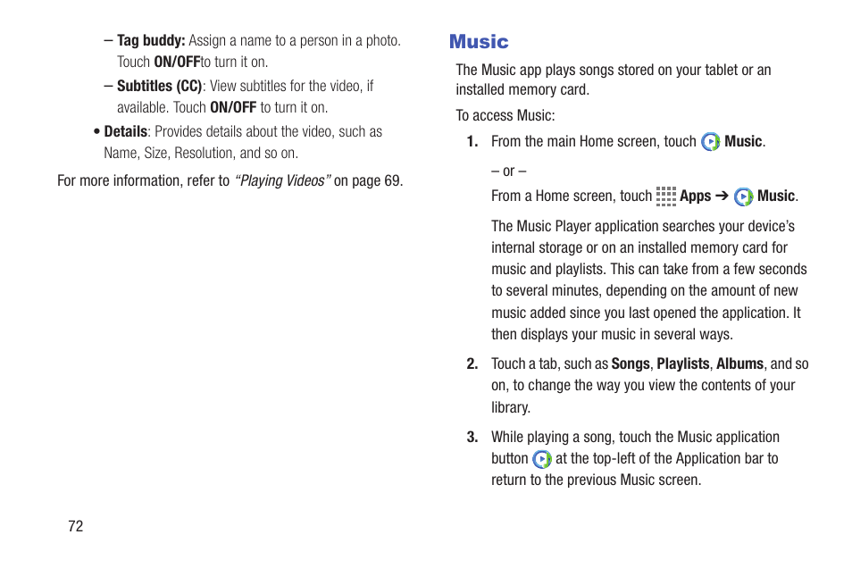 Music | Samsung SM-T217AZKAATT User Manual | Page 78 / 158