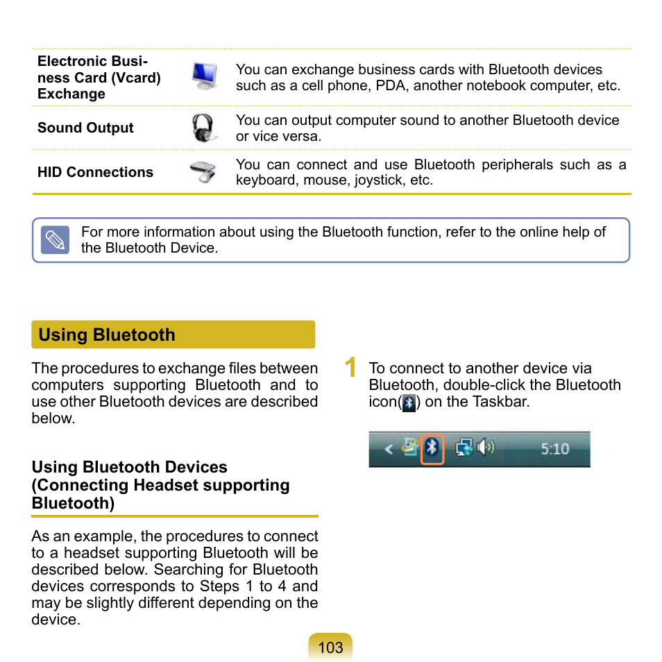 Using bluetooth | Samsung NP-Q1-V000-SEA User Manual | Page 103 / 204