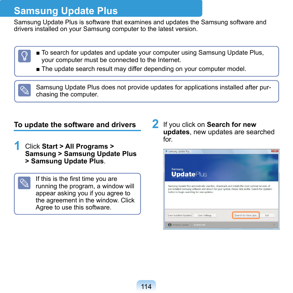 Samsung update plus, P.114 | Samsung NP-Q1-V000-SEA User Manual | Page 114 / 204