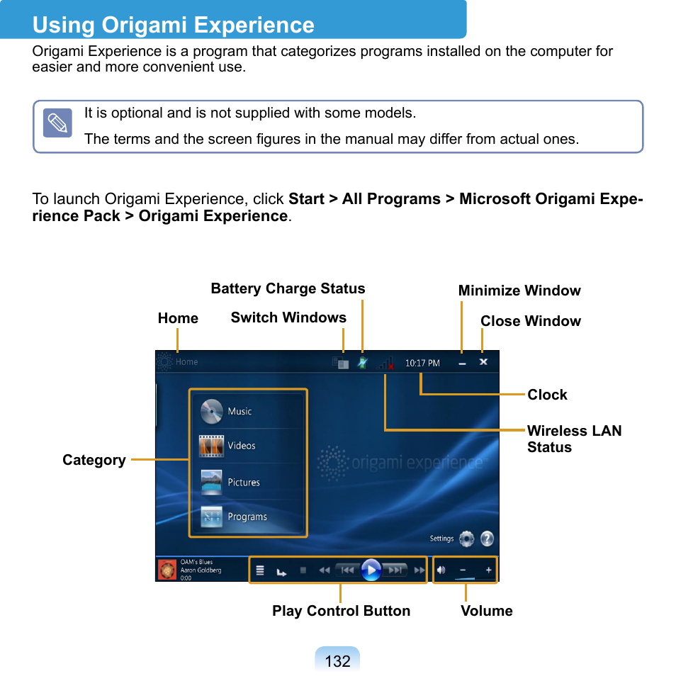 Using origami experience, P.132 | Samsung NP-Q1-V000-SEA User Manual | Page 132 / 204