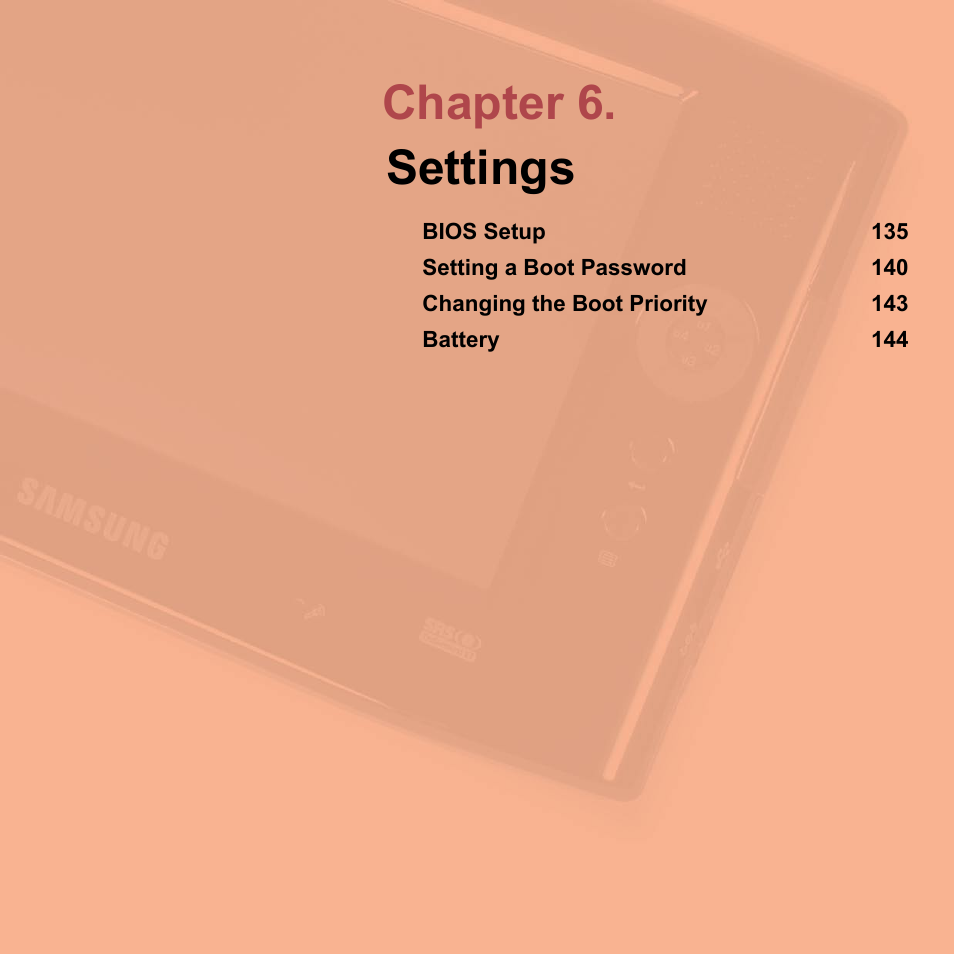 Chapter 6. settings | Samsung NP-Q1-V000-SEA User Manual | Page 134 / 204