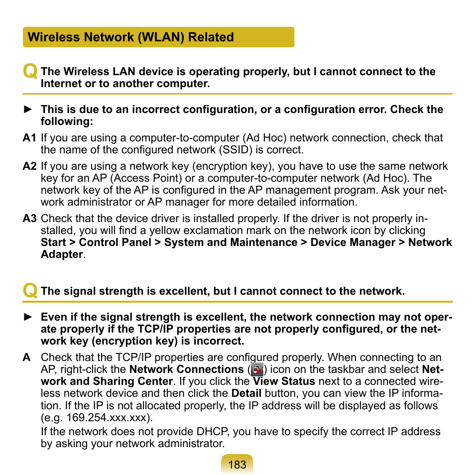 Wireless network (wlan) related | Samsung NP-Q1-V000-SEA User Manual | Page 183 / 204