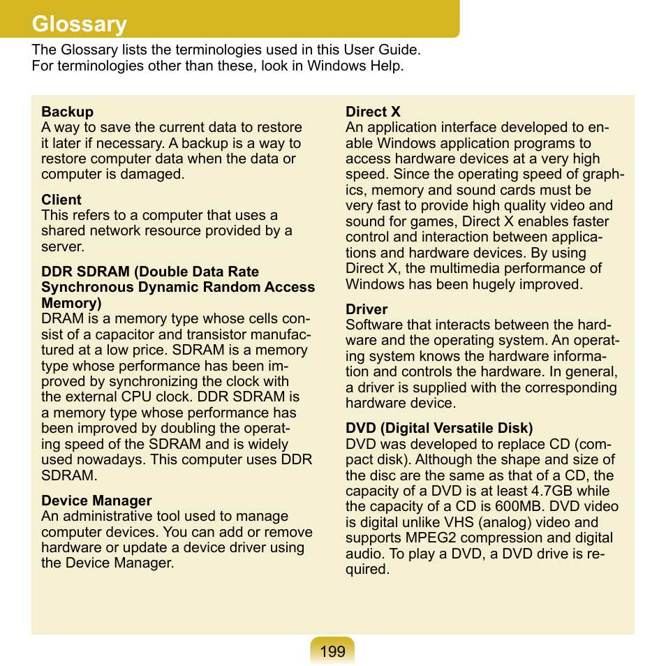 Glossary | Samsung NP-Q1-V000-SEA User Manual | Page 199 / 204