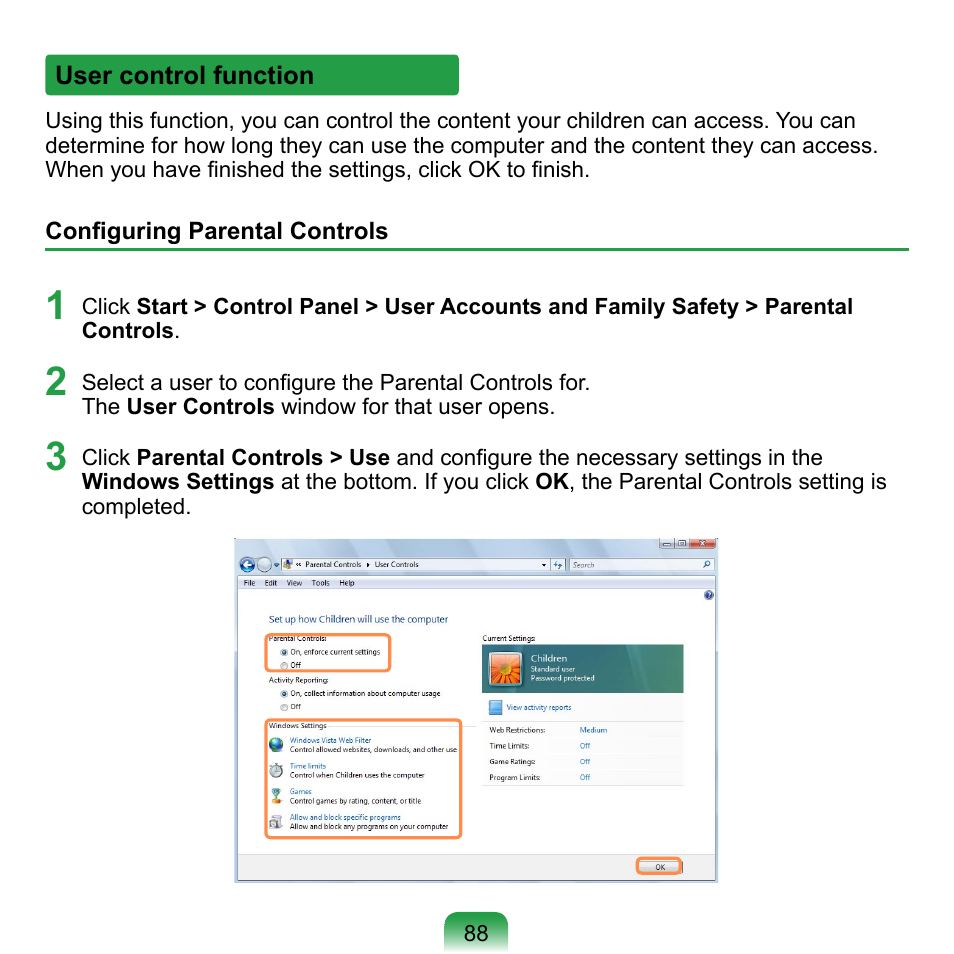 User control function | Samsung NP-Q1-V000-SEA User Manual | Page 88 / 204