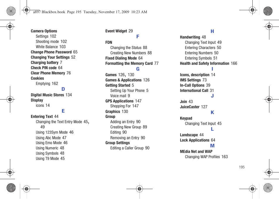 Samsung SGH-A897ZKAATT User Manual | Page 199 / 202