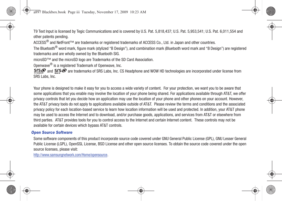 Samsung SGH-A897ZKAATT User Manual | Page 3 / 202