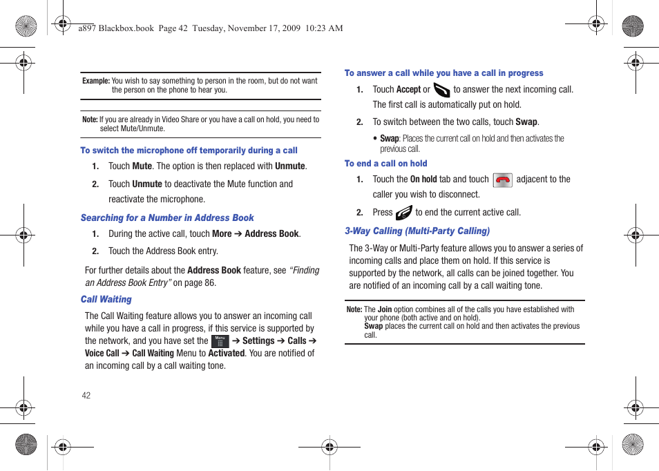 Samsung SGH-A897ZKAATT User Manual | Page 46 / 202