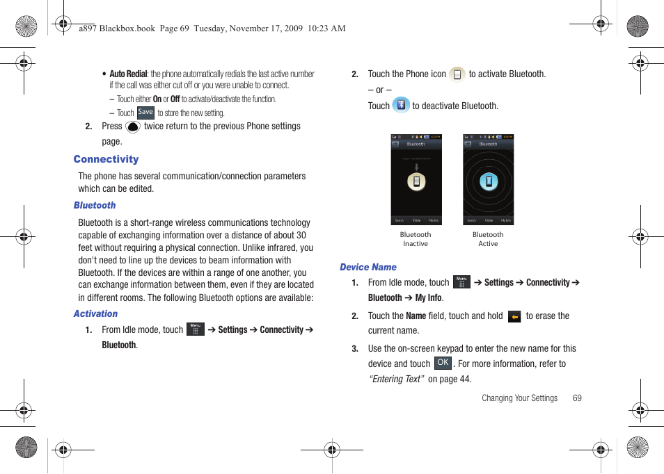 Connectivity | Samsung SGH-A897ZKAATT User Manual | Page 73 / 202