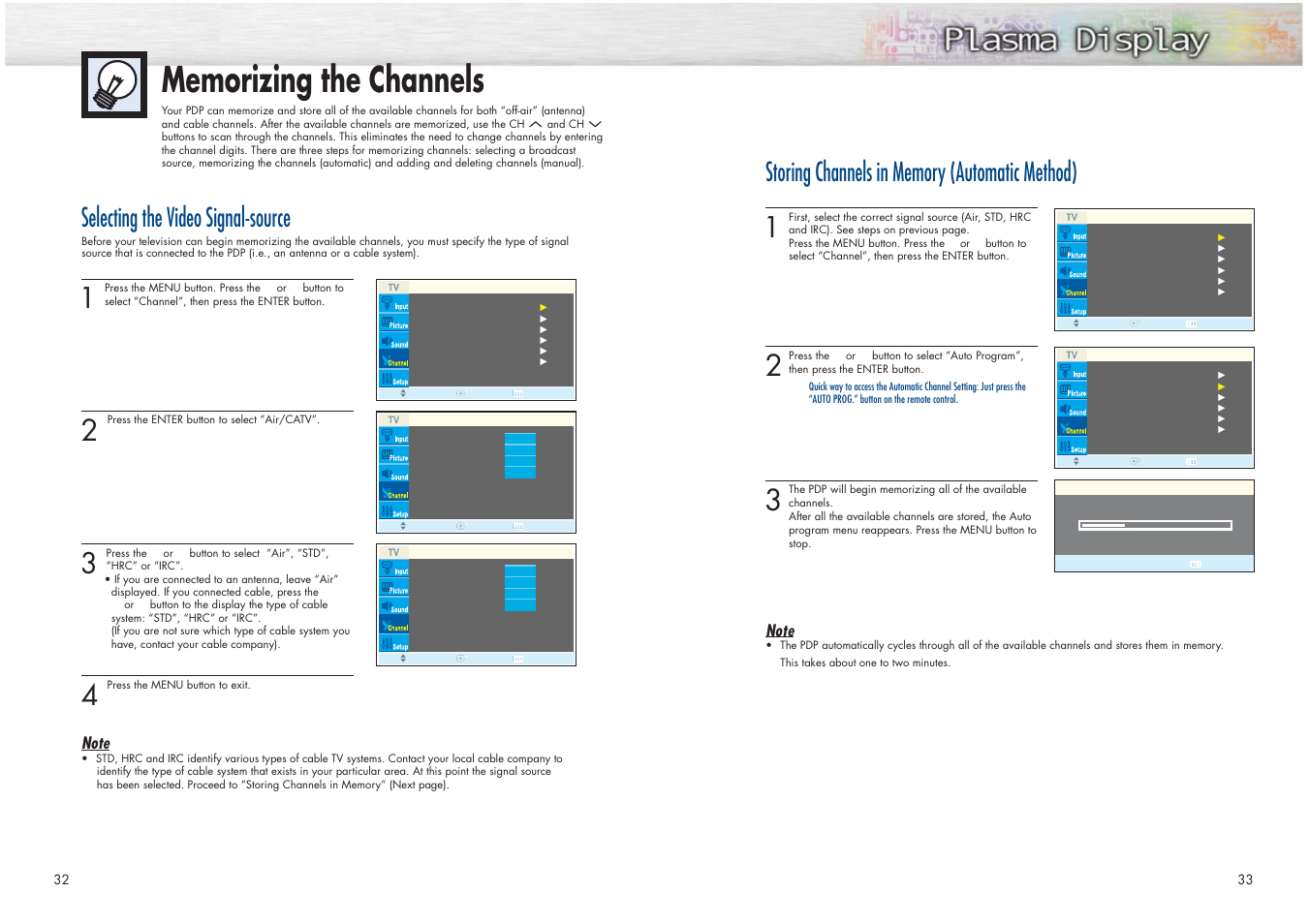 Selecting the video signal-source | Samsung HPN4239X-XAC User Manual | Page 17 / 52