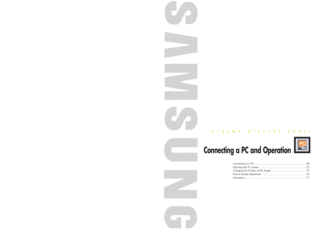 Connecting a pc and operation | Samsung HPN4239X-XAC User Manual | Page 34 / 52