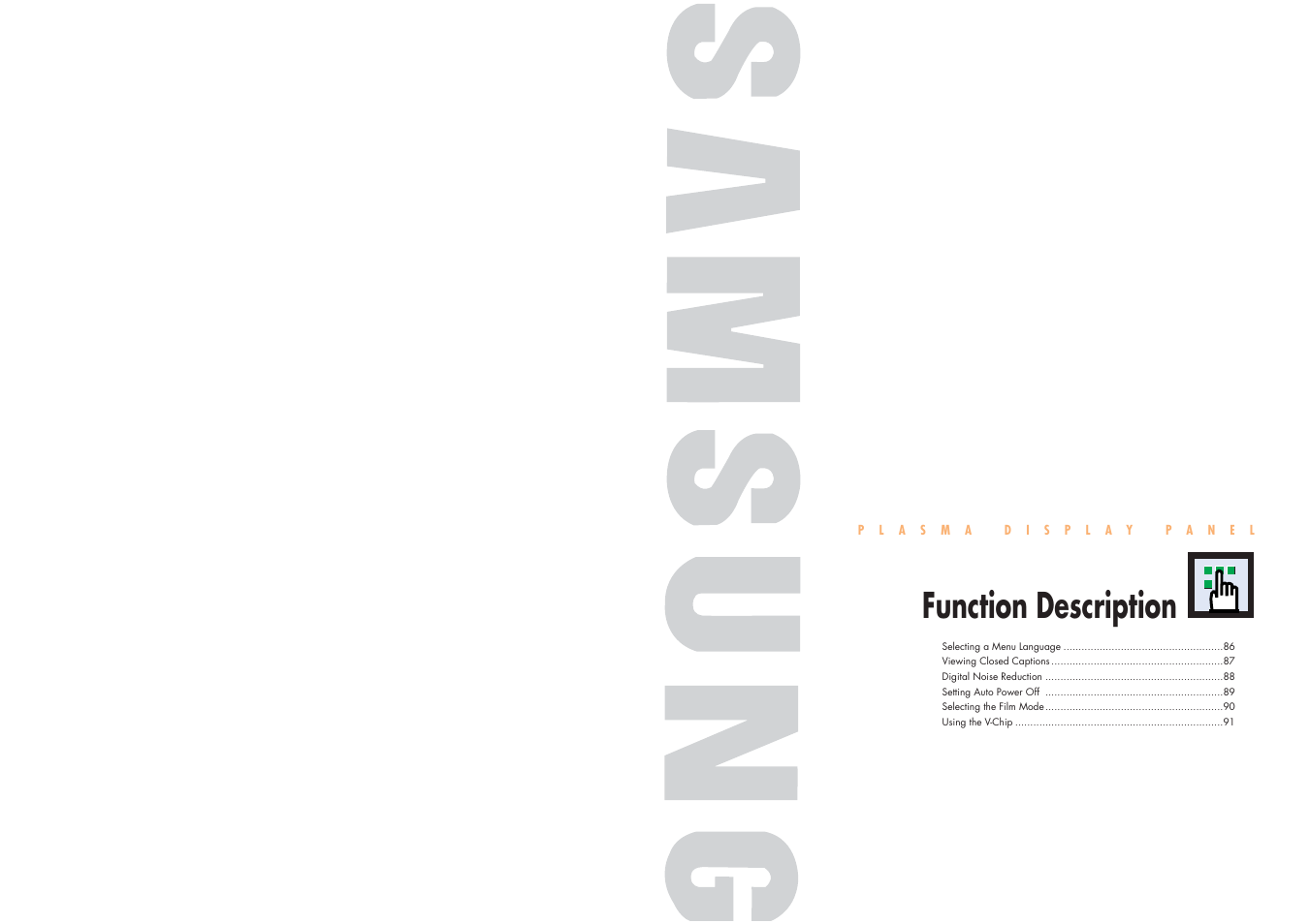 Function description | Samsung HPN4239X-XAC User Manual | Page 43 / 52