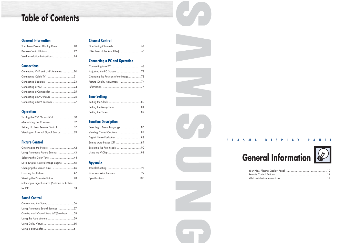Samsung HPN4239X-XAC User Manual | Page 5 / 52