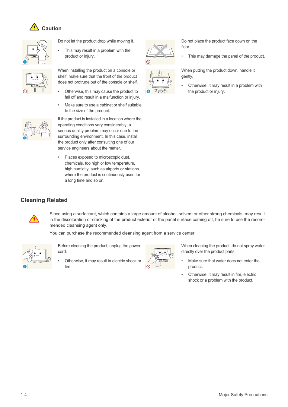 Cleaning related | Samsung LS27A550HS-ZA User Manual | Page 8 / 58
