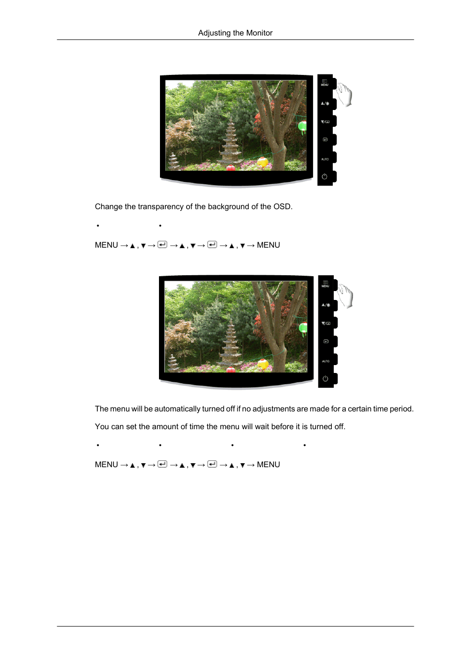 Transparency, Display time | Samsung LS20CMYKF-ZM User Manual | Page 52 / 89