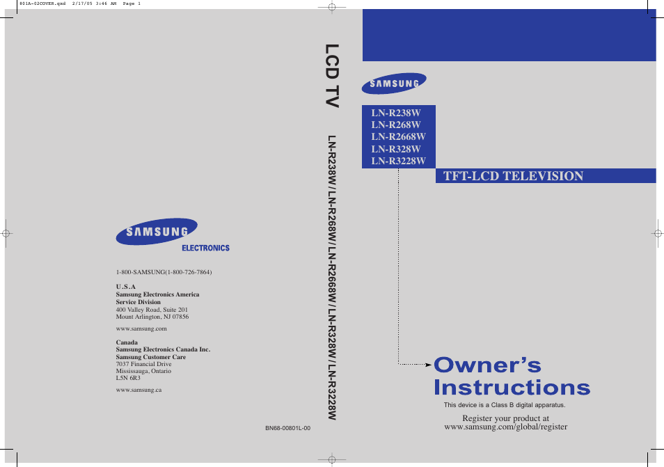 Samsung LNR238WX-XAA User Manual | 88 pages