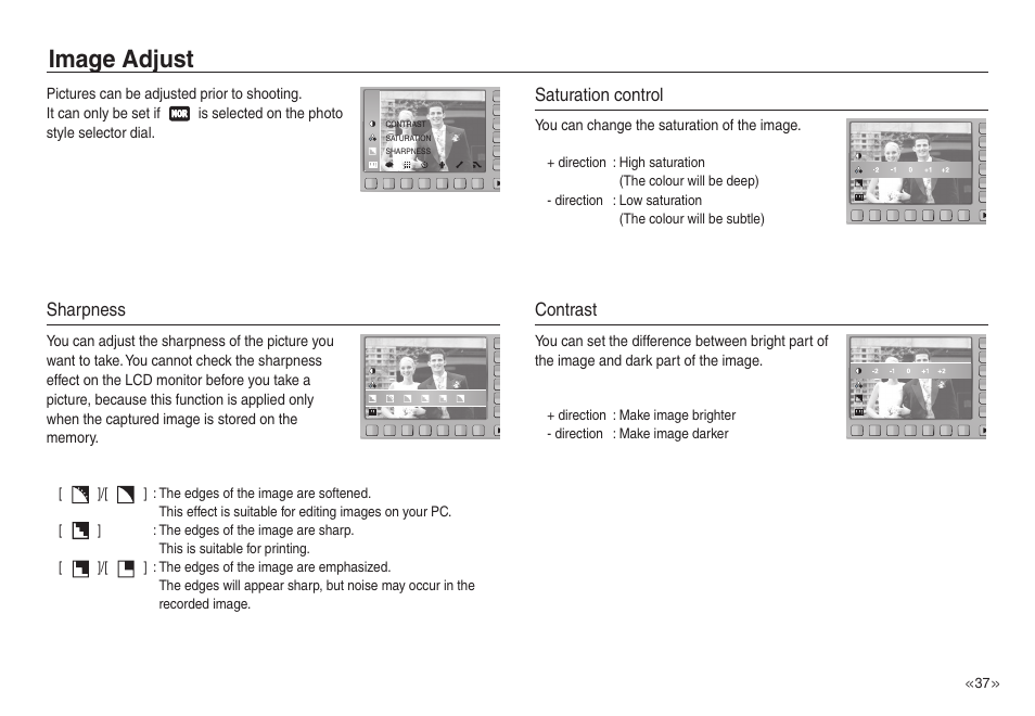 Image adjust | Samsung EC-NV30ZSBA-US User Manual | Page 38 / 100
