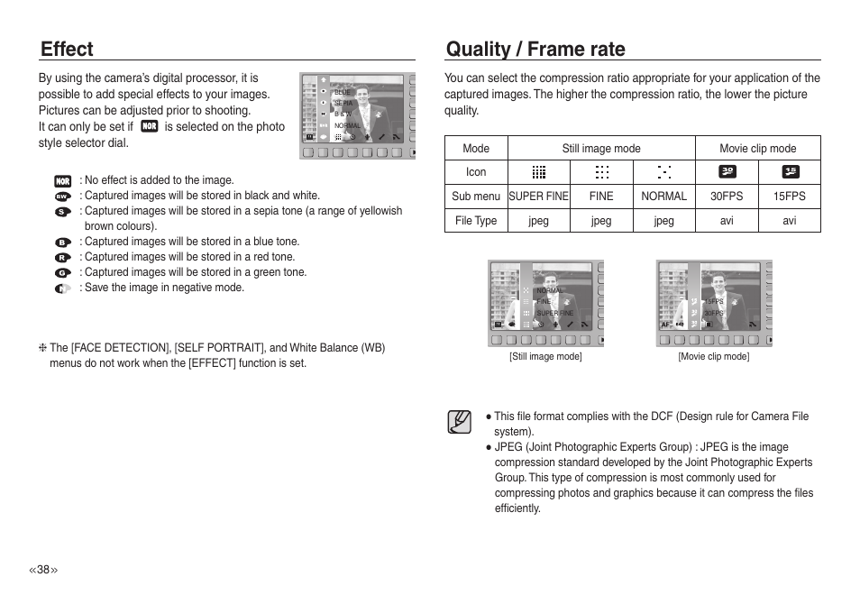 Effect quality / frame rate | Samsung EC-NV30ZSBA-US User Manual | Page 39 / 100