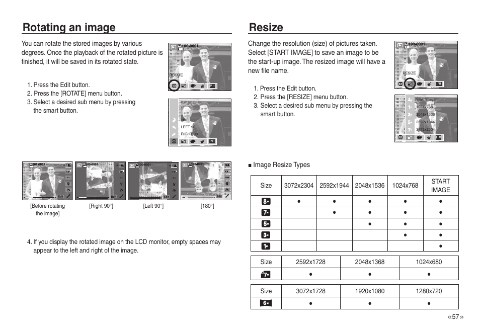 Rotating an image resize | Samsung EC-NV30ZSBA-US User Manual | Page 58 / 100