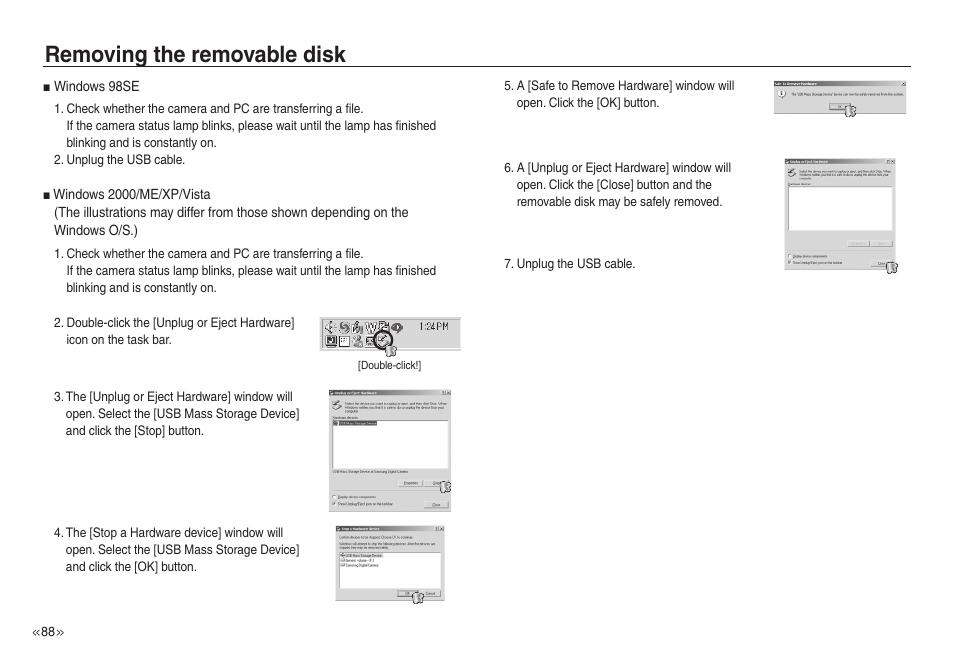 Removing the removable disk | Samsung EC-NV30ZSBA-US User Manual | Page 89 / 100