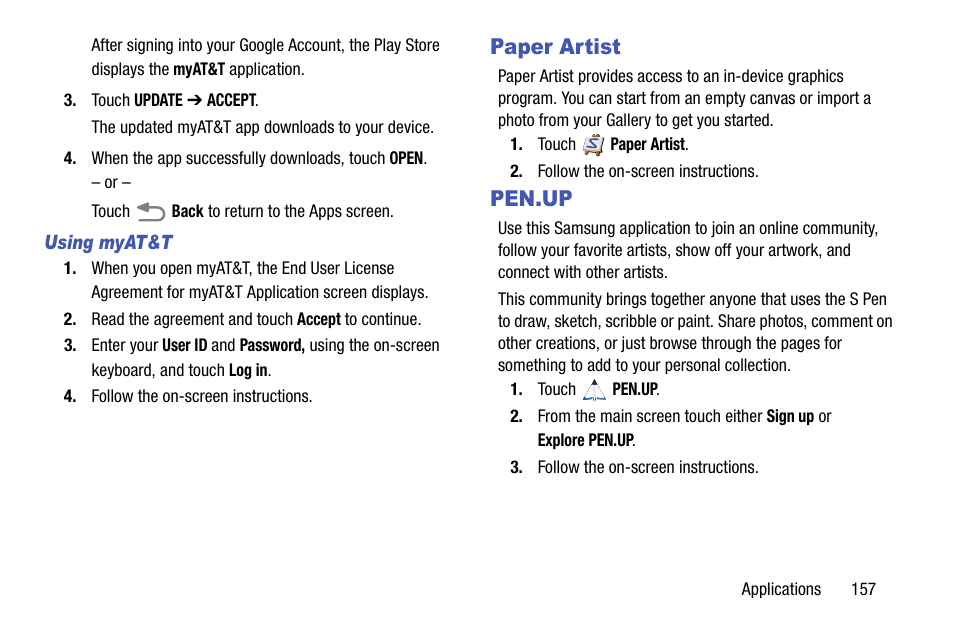 Paper artist, Pen.up, Paper artist pen.up | Samsung SGH-I317TSAATT User Manual | Page 165 / 269