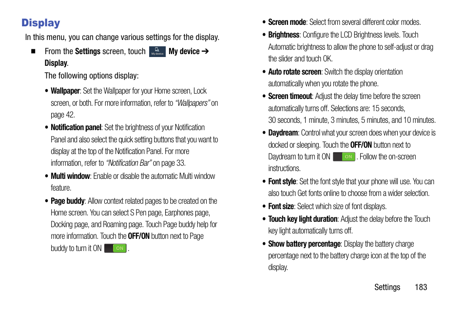 Display | Samsung SGH-I317TSAATT User Manual | Page 191 / 269