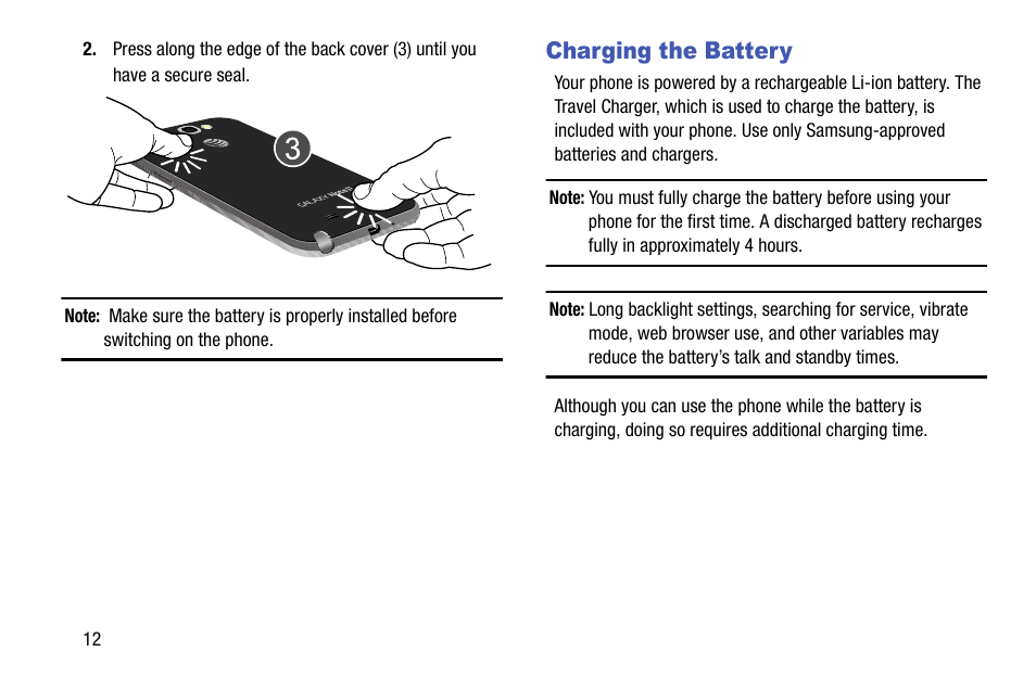 Charging the battery | Samsung SGH-I317TSAATT User Manual | Page 20 / 269