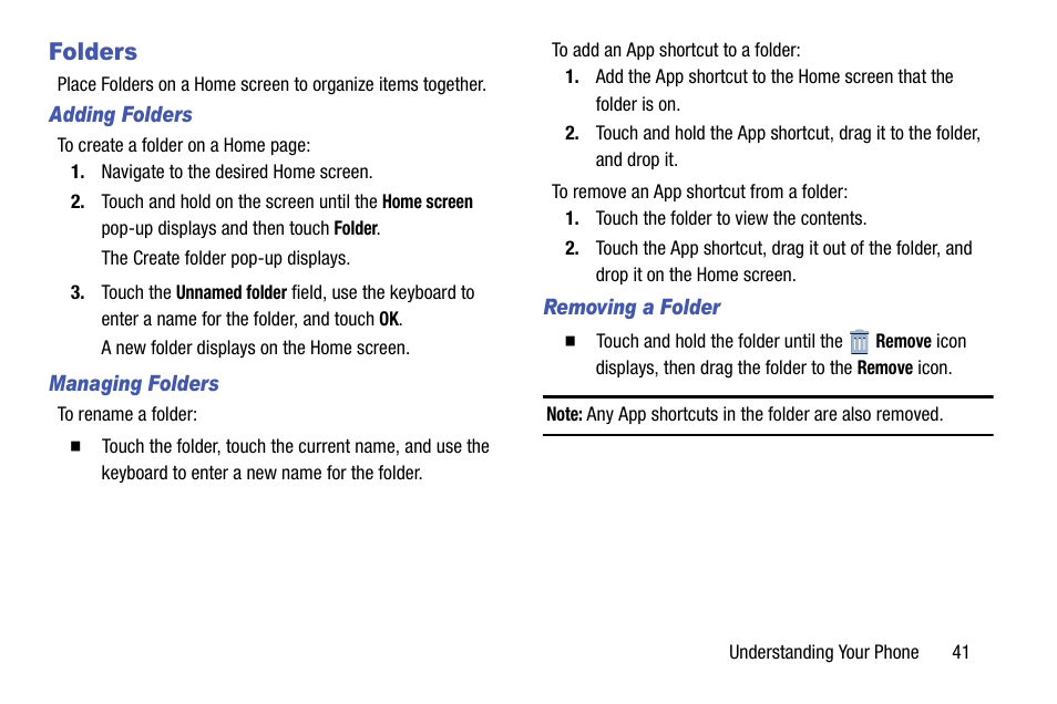 Folders, For more | Samsung SGH-I317TSAATT User Manual | Page 49 / 269