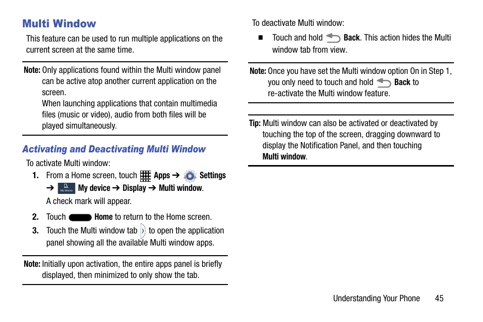 Multi window | Samsung SGH-I317TSAATT User Manual | Page 53 / 269