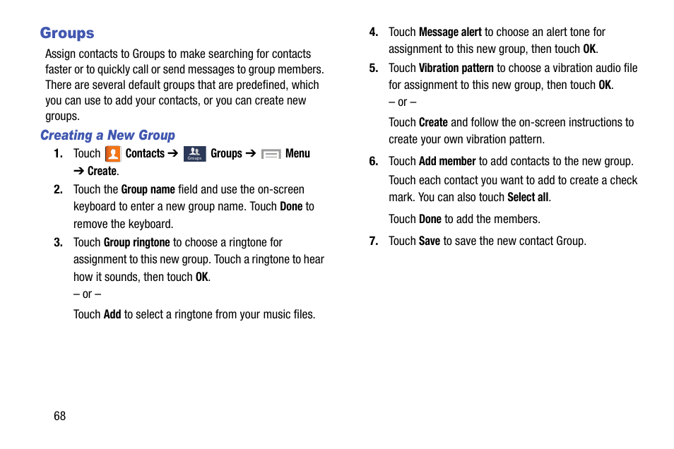 Groups | Samsung SGH-I317TSAATT User Manual | Page 76 / 269