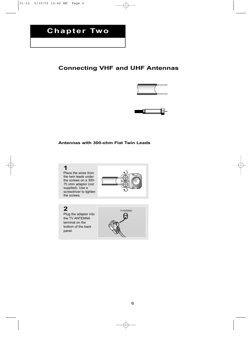 Connecting vhf and uhf antennas | Samsung LTN1535X-XAC User Manual | Page 12 / 49