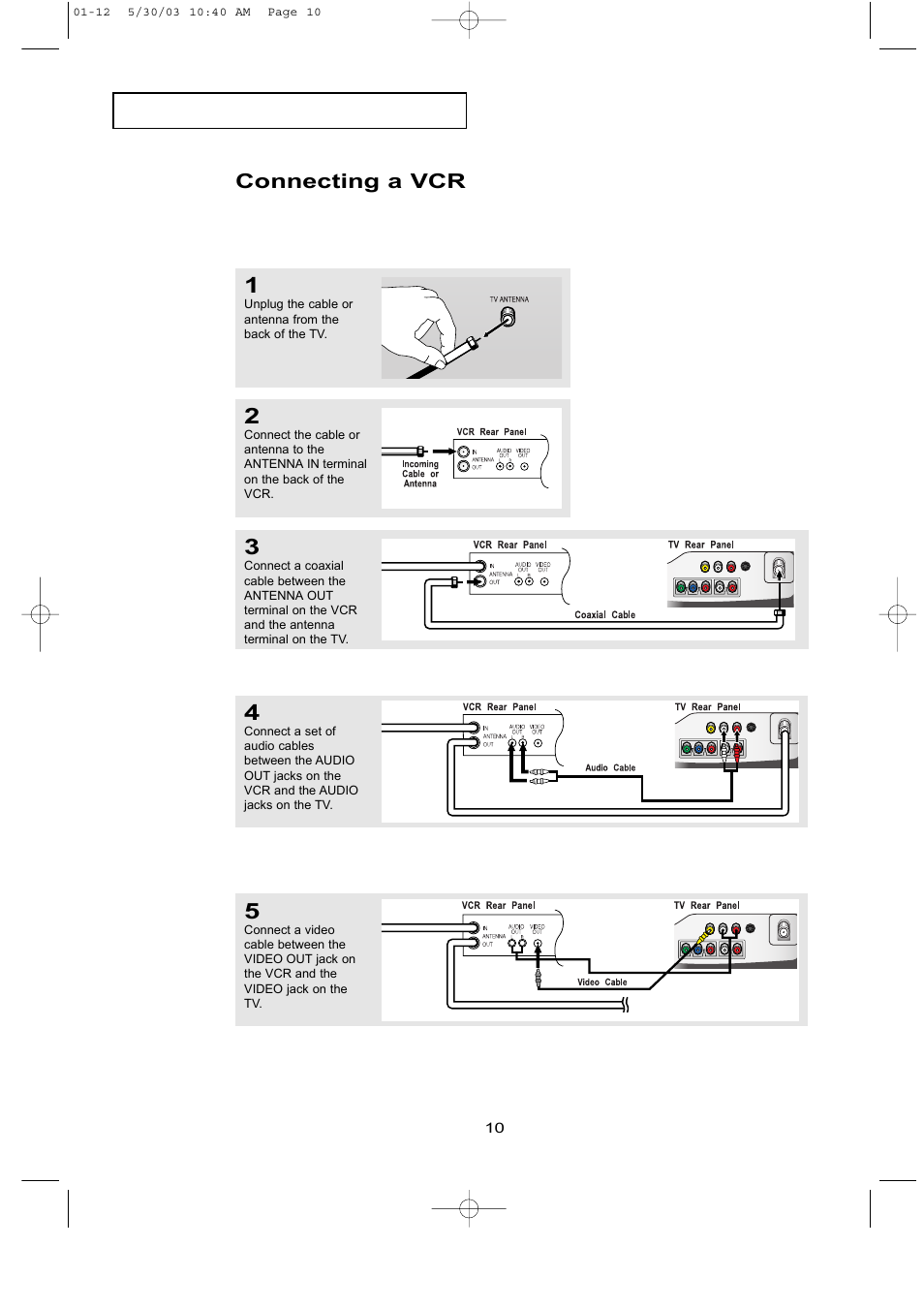 Connecting a vcr | Samsung LTN1535X-XAC User Manual | Page 16 / 49