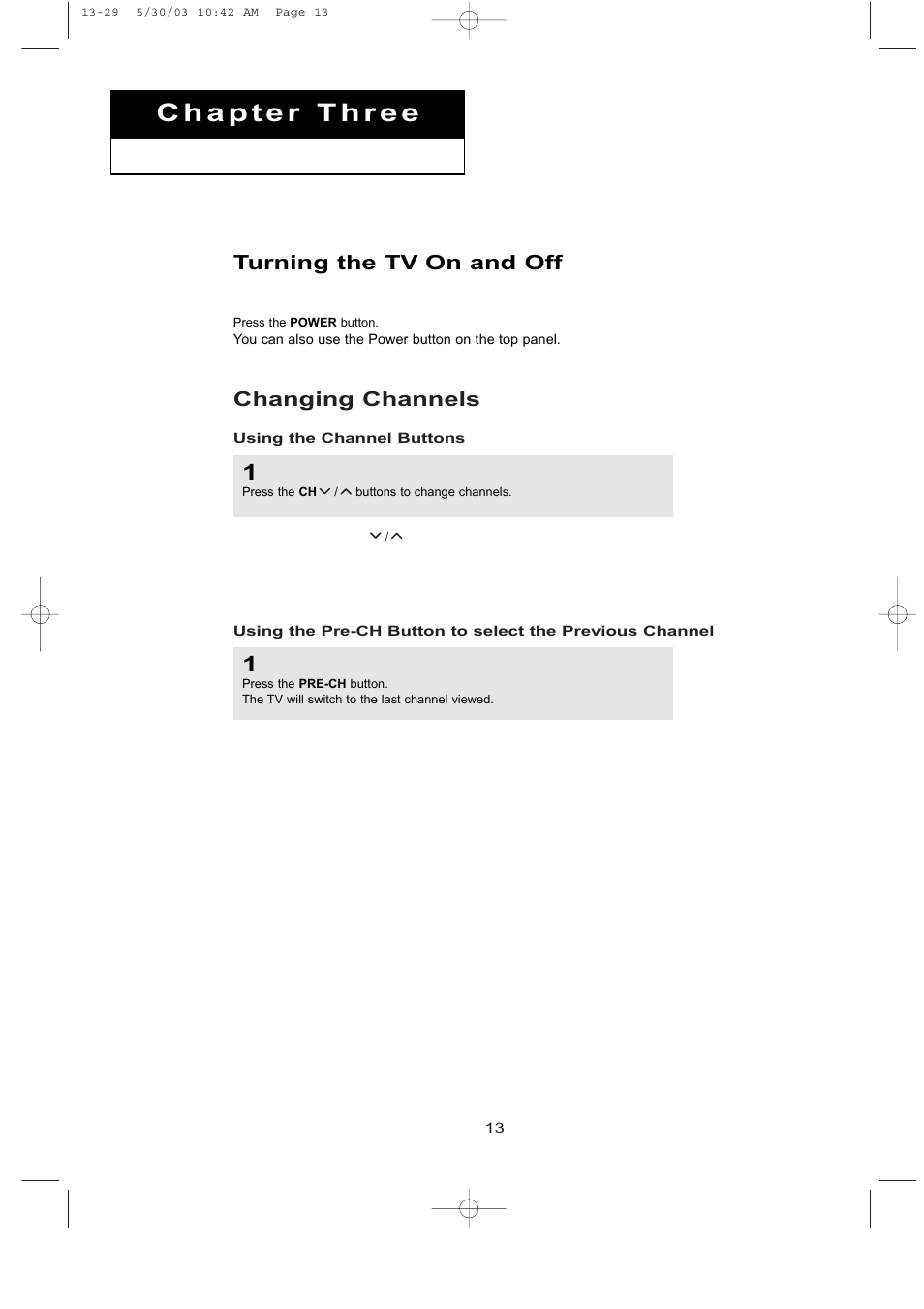 Changing channels, Turning the tv on and off | Samsung LTN1535X-XAC User Manual | Page 19 / 49