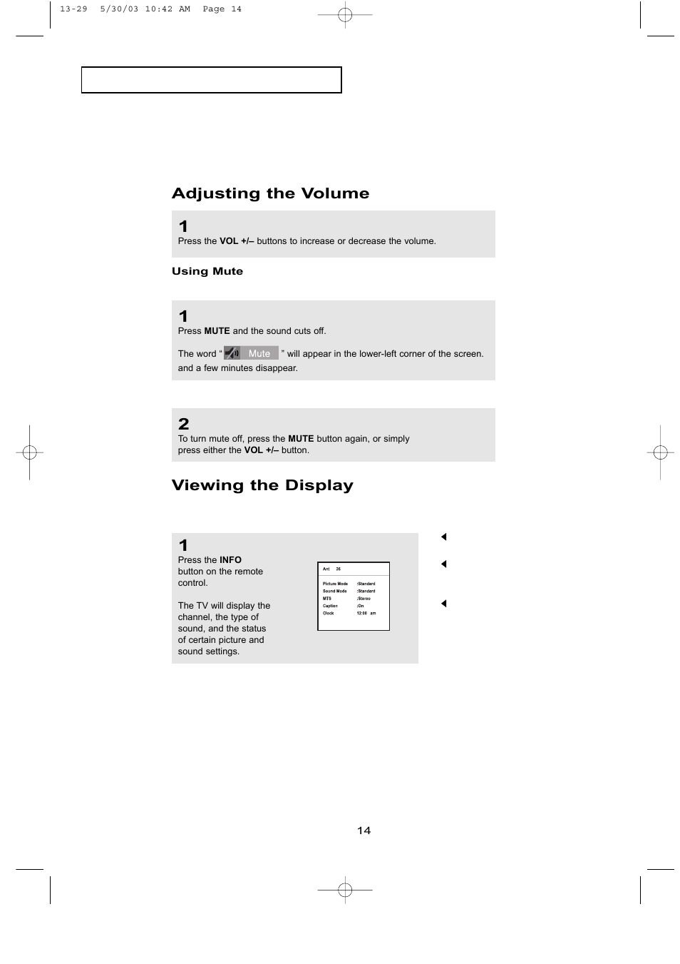 Adjusting the volume, Viewing the display | Samsung LTN1535X-XAC User Manual | Page 20 / 49